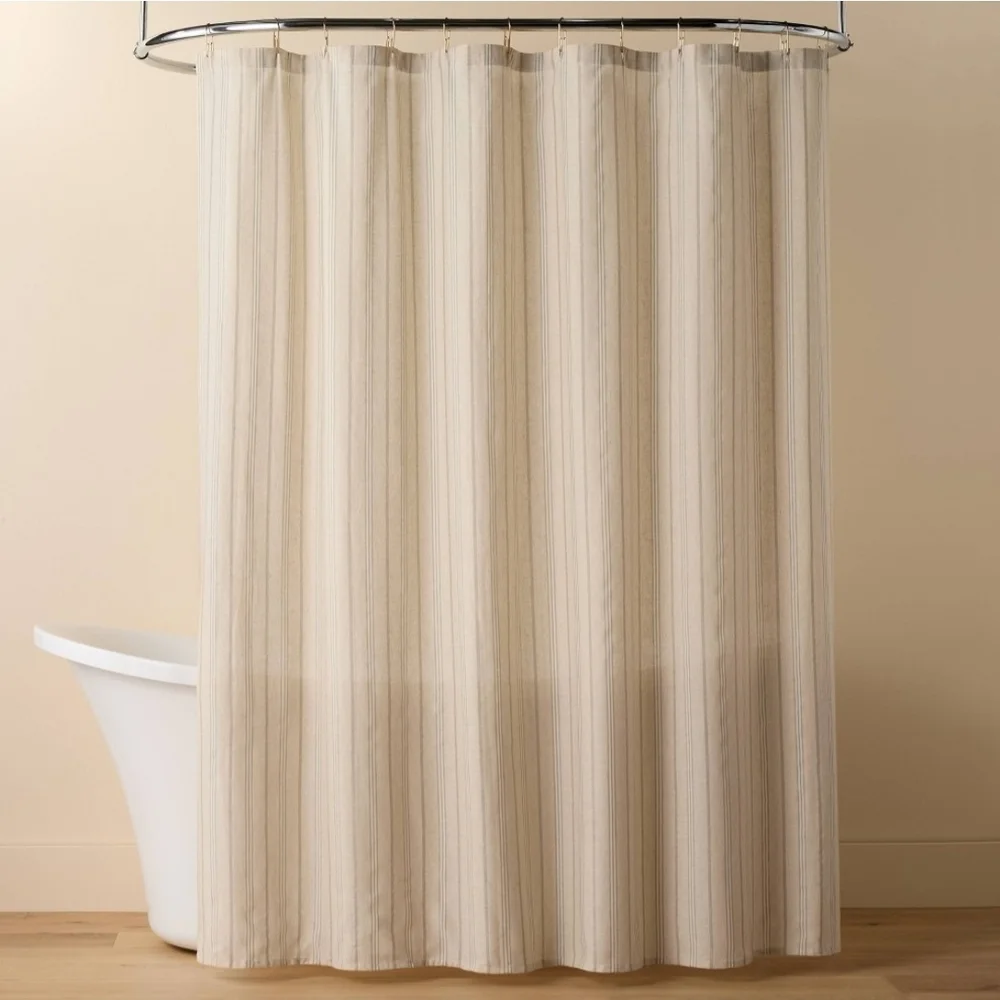 Hearth & Hand With Magnolia Vertical Stripe Shower Curtain Green/Cream